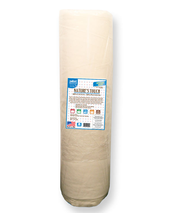 Pellon Natures Touch 100 Percent White Cotton Batting with Scrim, 96 Wide, 30 Yard Roll